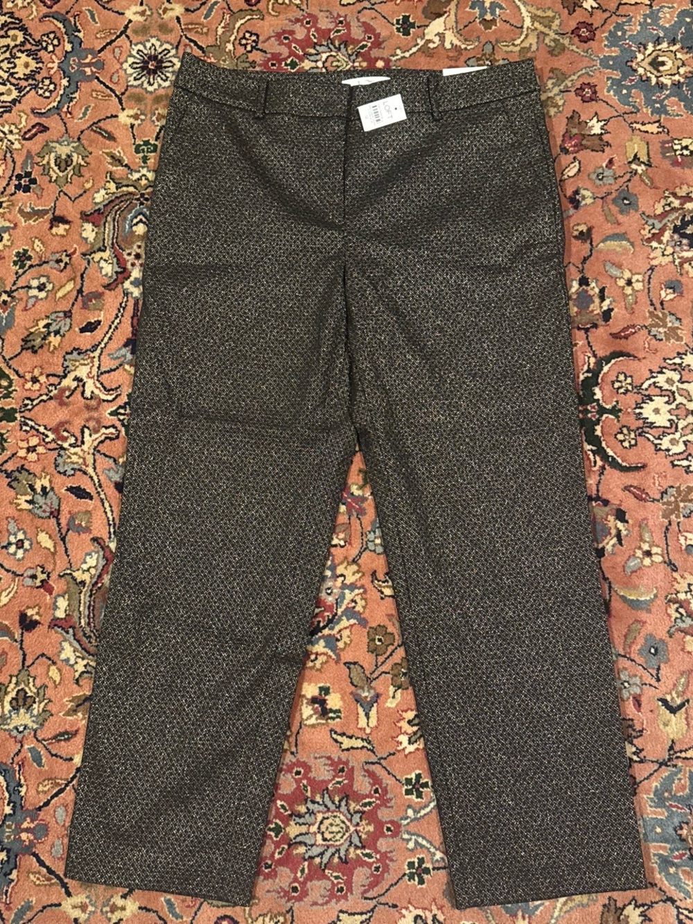 LOFT Women’s Black and Gold Micro-Pattern Dress Pants